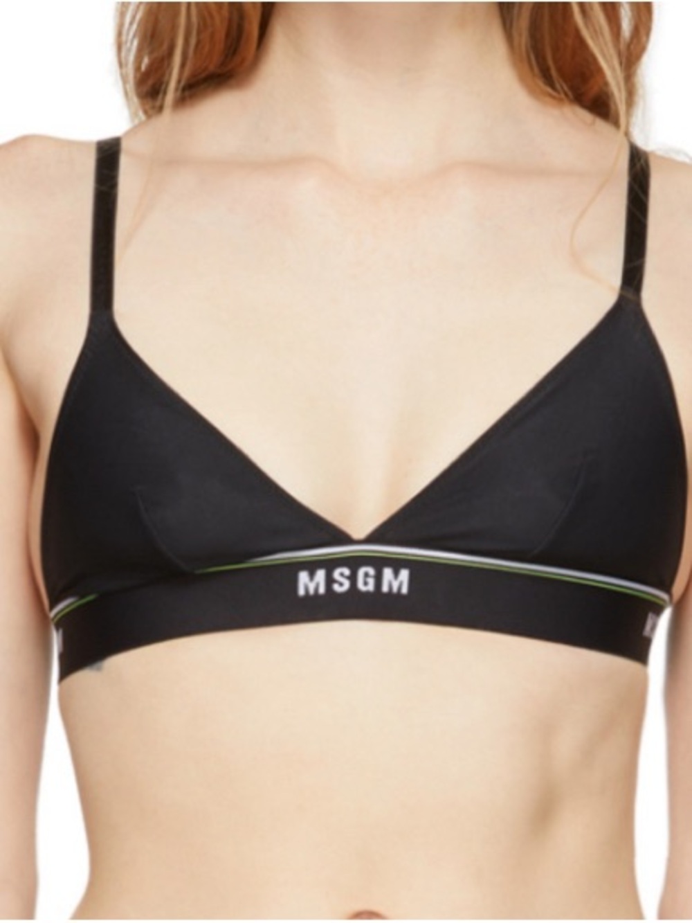 MSGM Black Triangle Bralette with Contrast Trim